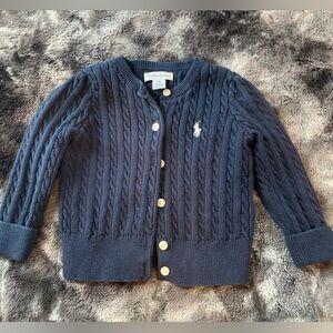 Ralph Lauren Navy Cable Knit Kids Cardigan